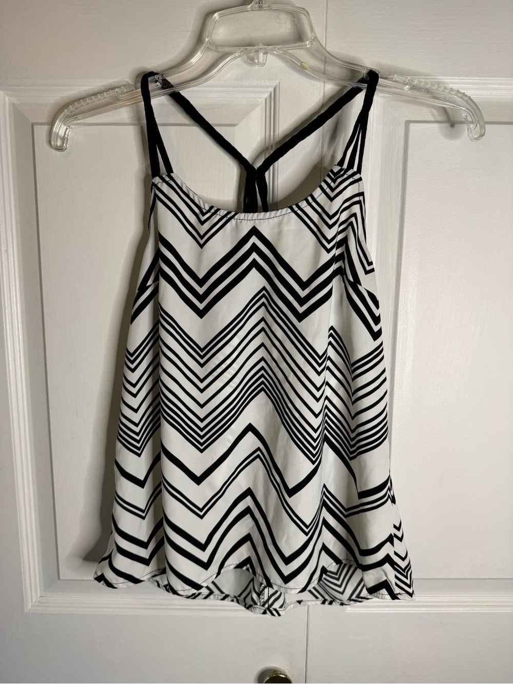 Charlotte Russe Black and White Chevron Strappy Cami